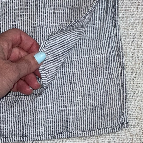 GAP Bib Popover Tunic Navy Blue White Stripe Yoke Long Sleeve Cotton Women’s S - Picture 5 of 16